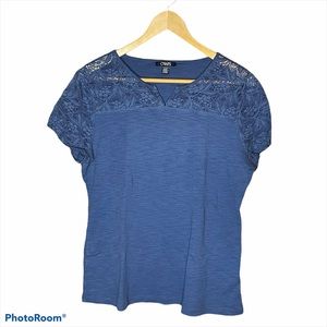 Women’s Chaps short sleeve blue top- size XL